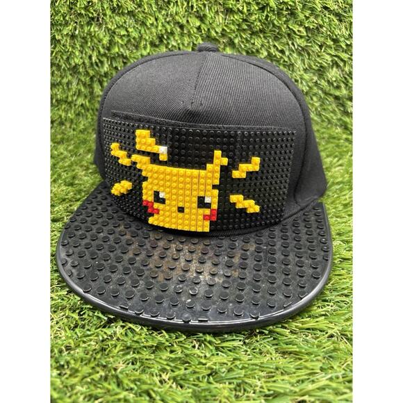 Pokémon Hat Snapback Adult Wide Brim Black One Size Adjustable Blocks - Picture 1 of 6